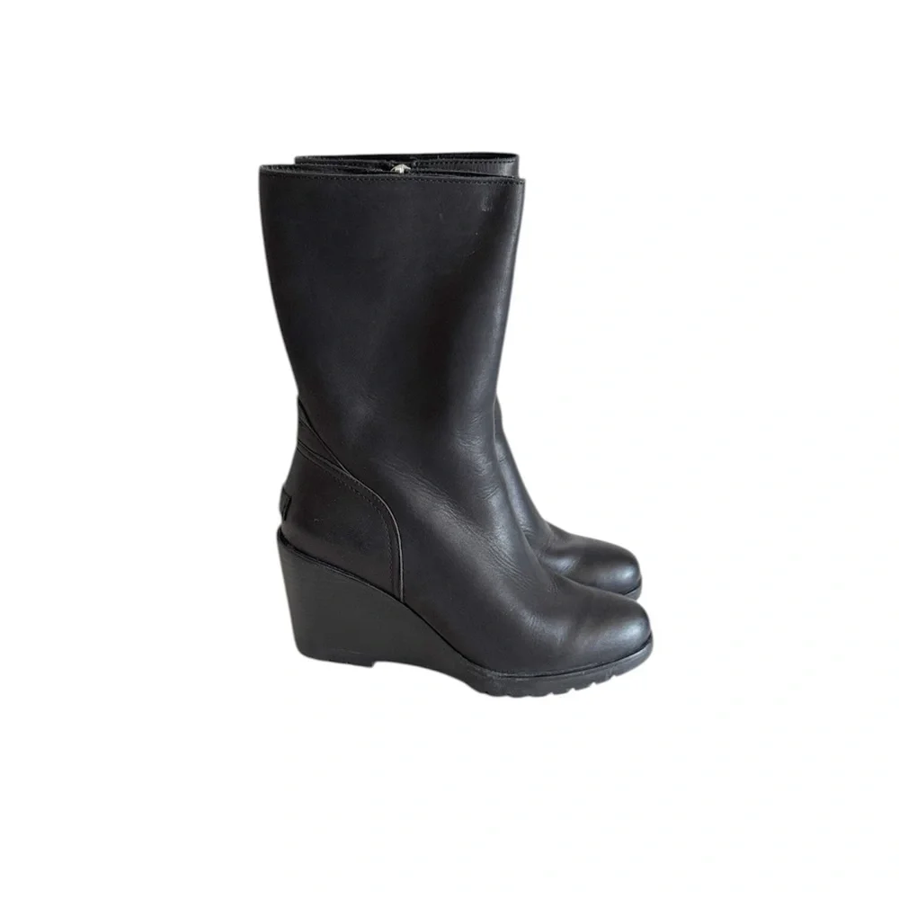 Sorel Womens Black After Hours Wedge Mid Boots size 7